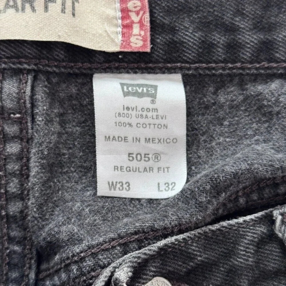 Vintage Levi's 505 Jeans Men's Size 33x32 Black Regular Fit Stretch Cotton Blend
